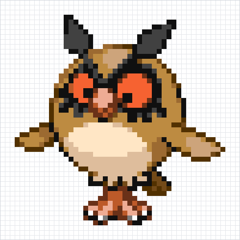 Hoothoot Pixel Art Grid