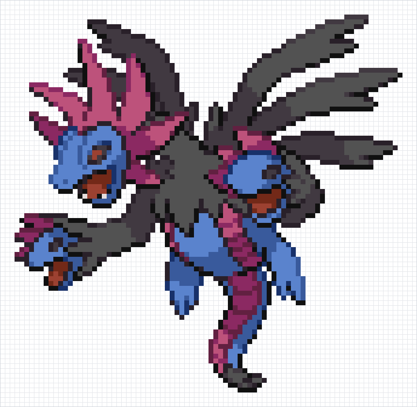 Hydreigon Pixel Art Grid