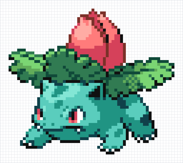 Ivysaur Pixel Art Grid