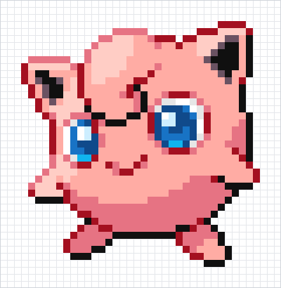 Jigglypuff Pixel Art Grid