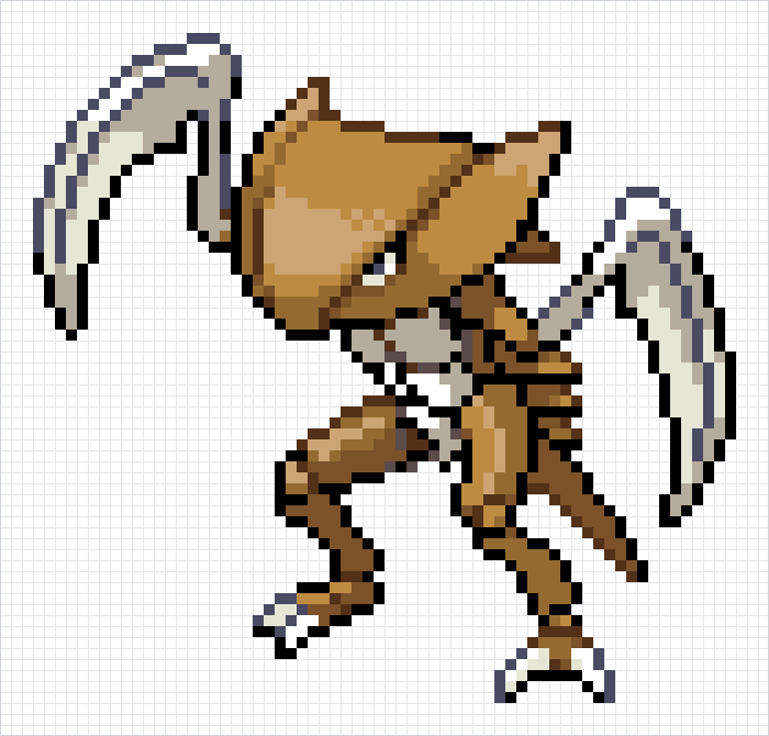 Kabutops Pixel Art Grid