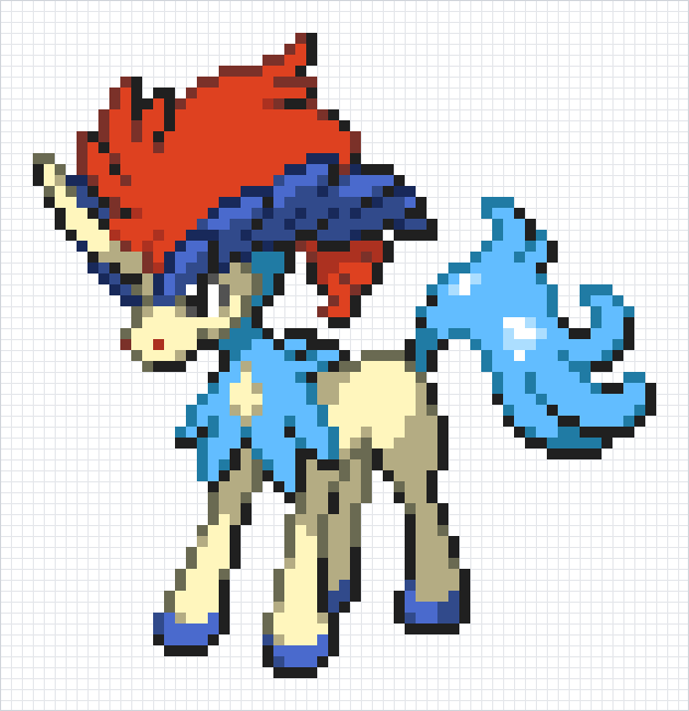 Keldeo Pixel Art Grid