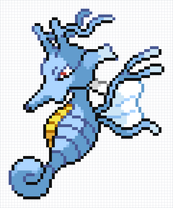 Kingdra Pixel Art Grid