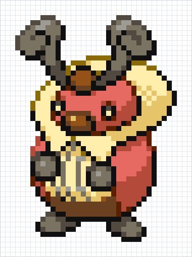 Kricketot Pixel Art Grid