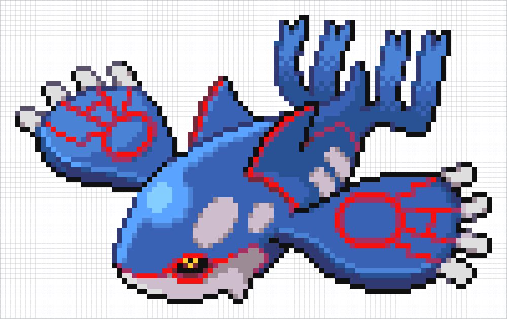 Kyogre Pixel Art Grid