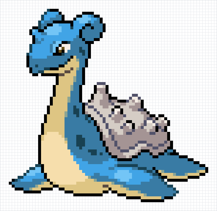 Lapras Pixel Art Grid