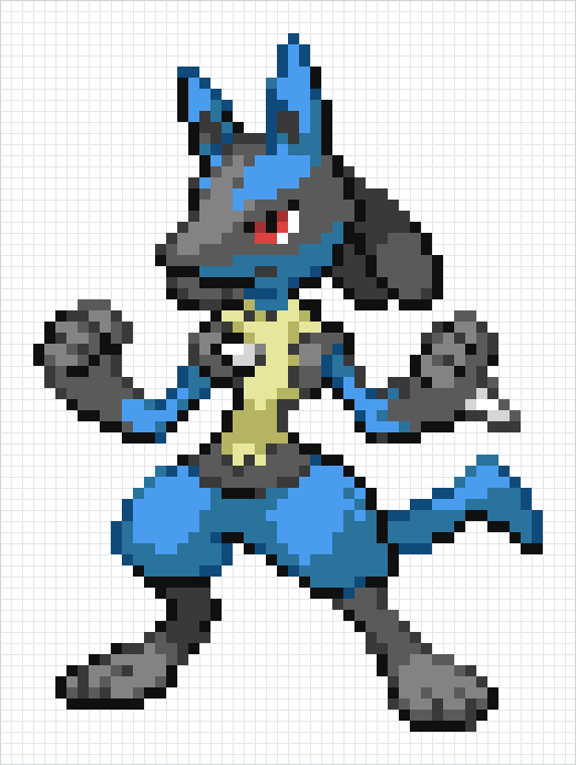 Lucario Pixel Art Grid