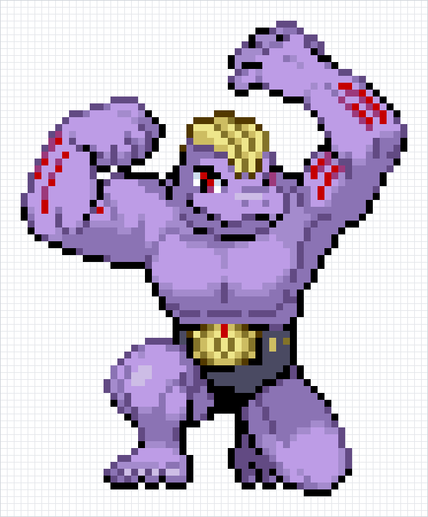 Machoke Pixel Art Grid