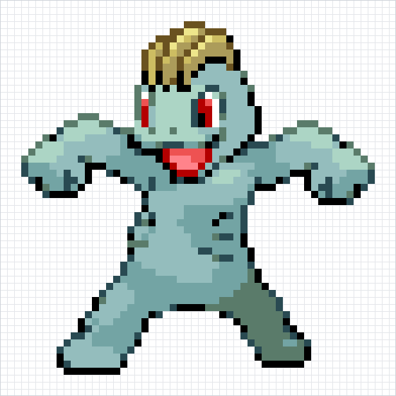 Machop Pixel Art Grid