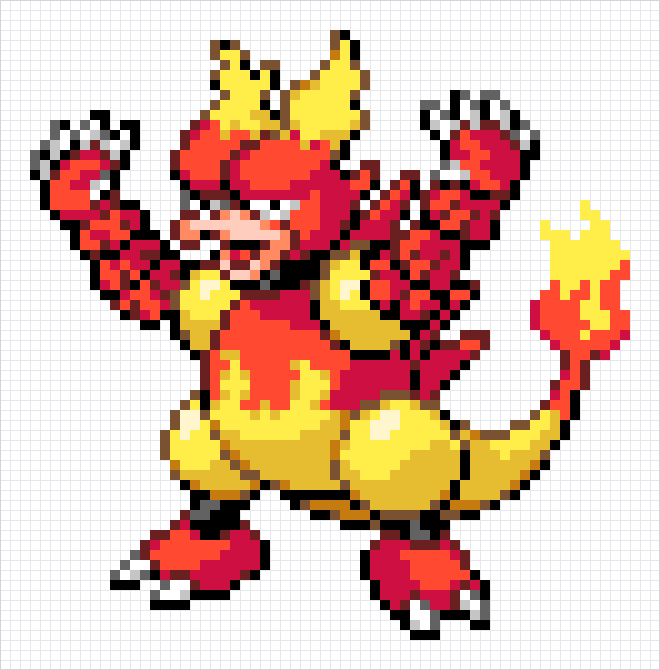 Magmar Pixel Art Grid