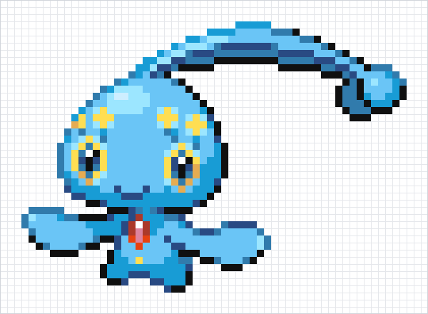 Manaphy Pixel Art Grid