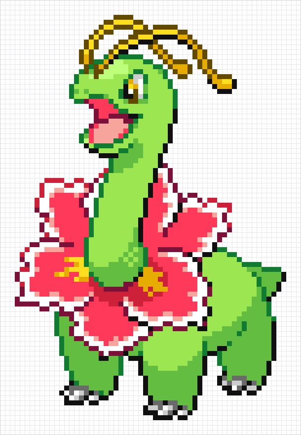 Meganium Pixel Art Grid