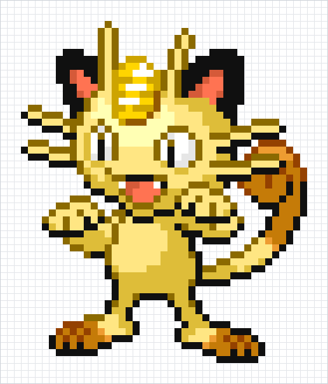 Meowth Pixel Art Grid