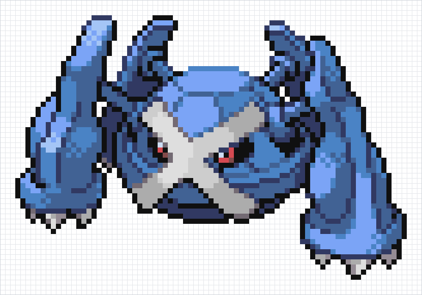 Metagross Pixel Art Grid