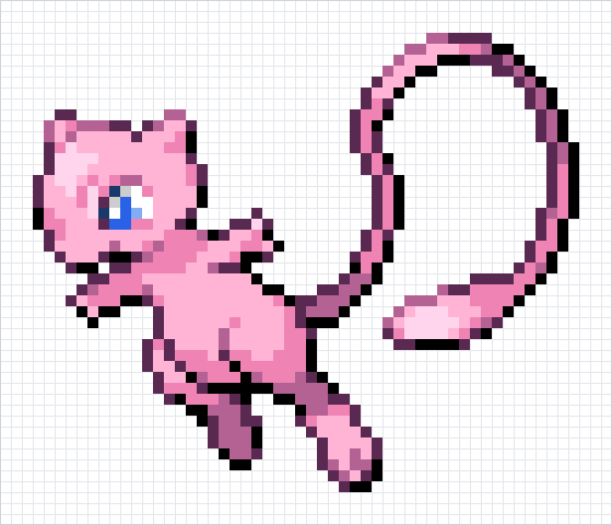 Mew Pixel Art Grid