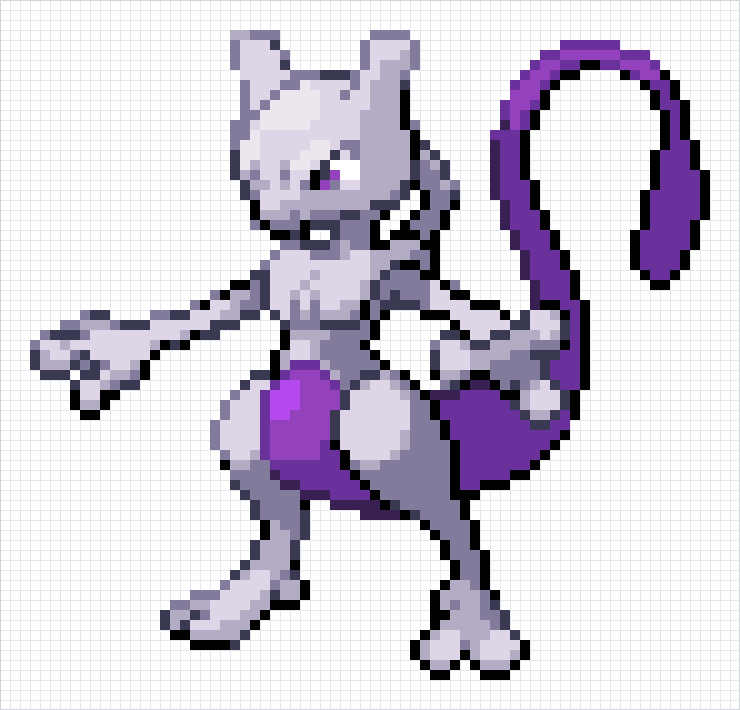 Mewtwo Pixel Art Grid