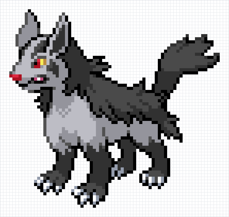 Mightyena Pixel Art Grid