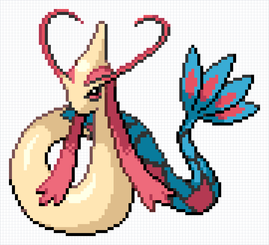 Milotic Pixel Art Grid