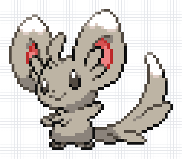 Minccino Pixel Art Grid