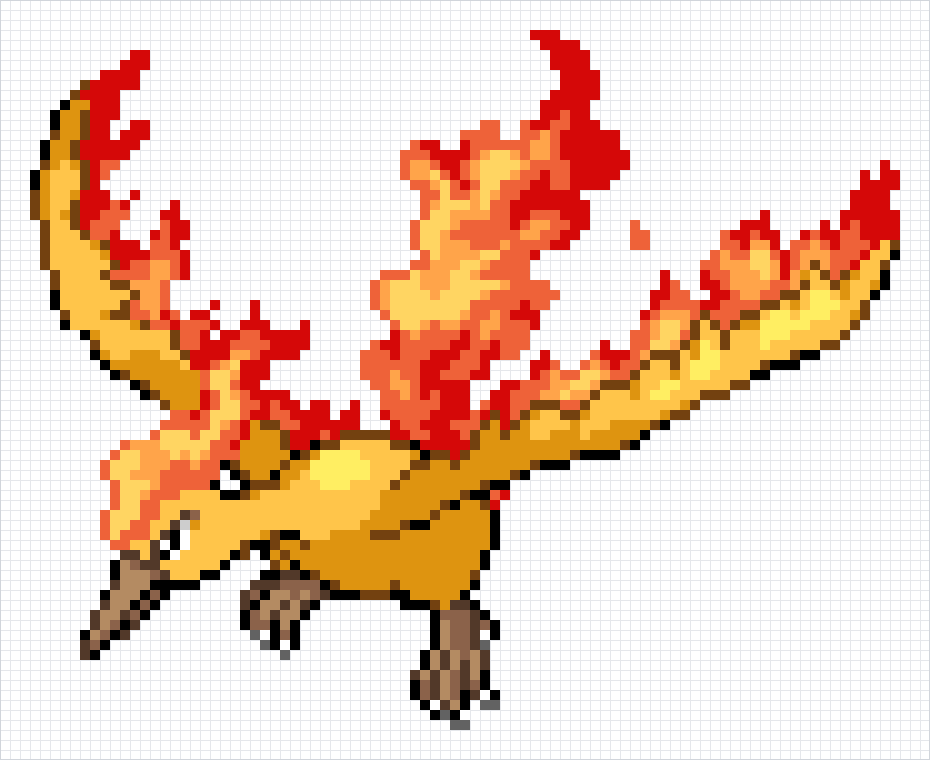 Moltres Pixel Art Grid