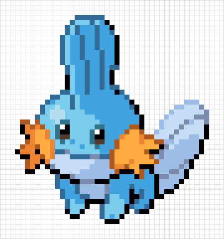 Mudkip Pixel Art Grid