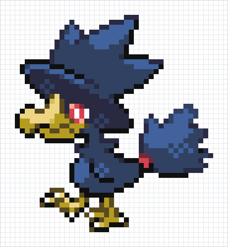 Murkrow Pixel Art Grid