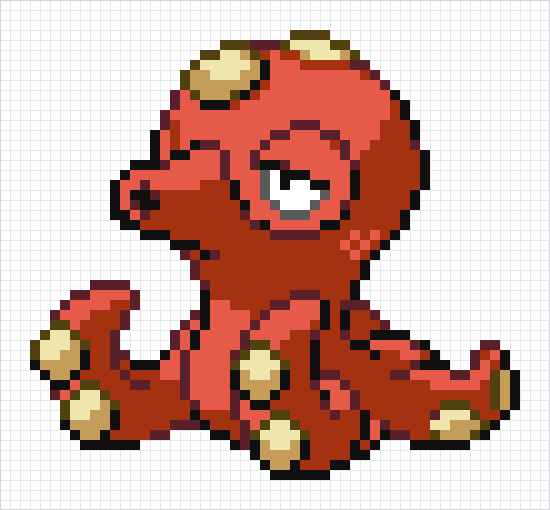 Octillery Pixel Art Grid