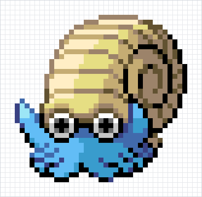 Omanyte Pixel Art Grid