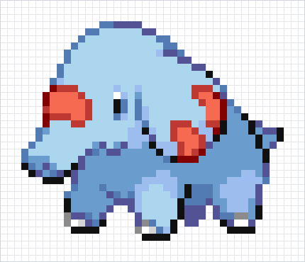 Phanpy Pixel Art Grid