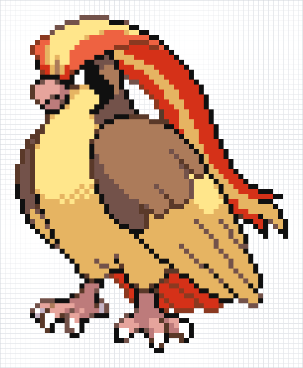 Pidgeot Pixel Art Grid