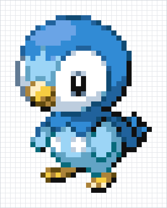 Piplup Pixel Art Grid