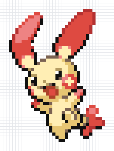 Plusle Pixel Art Grid