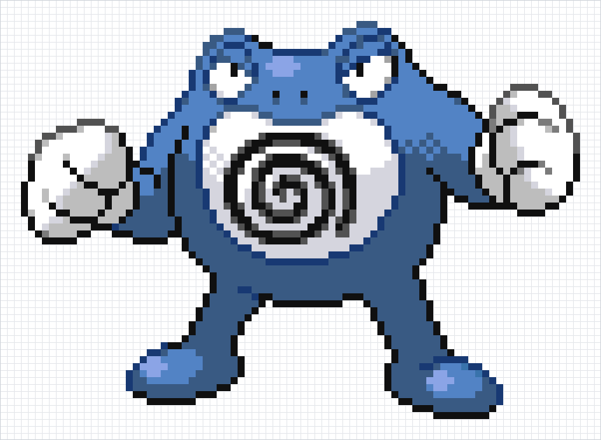 Poliwrath Pixel Art Grid