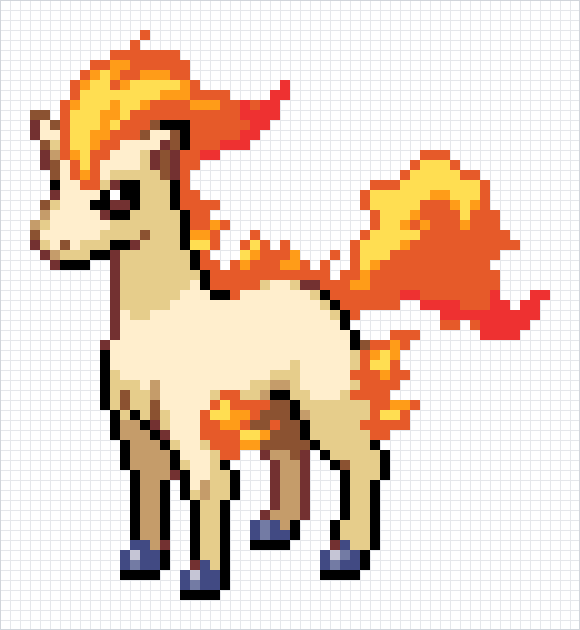 Ponyta Pixel Art Grid