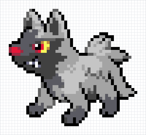 Poochyena Pixel Art Grid