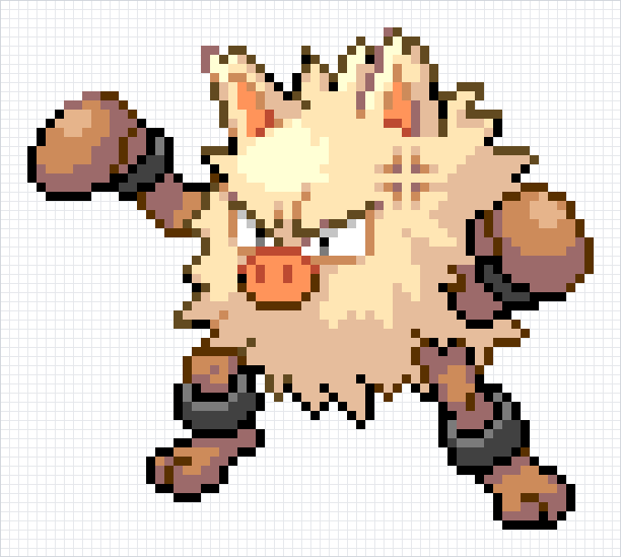 Primeape Pixel Art Grid