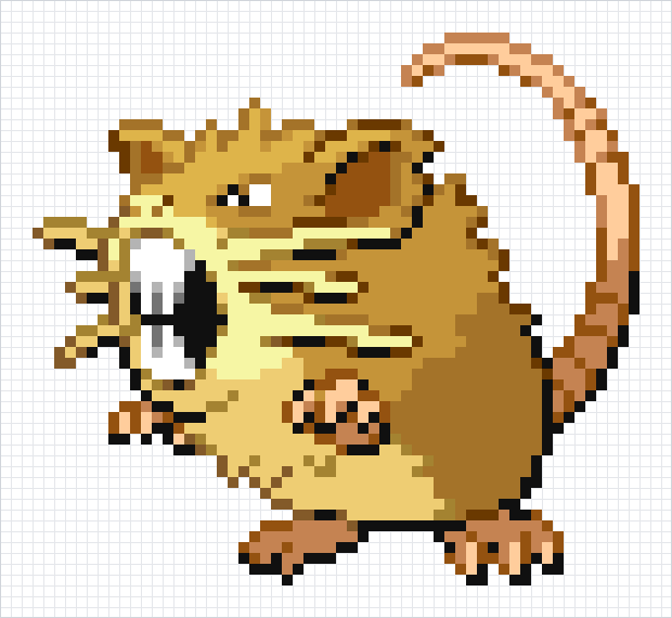 Raticate Pixel Art Grid