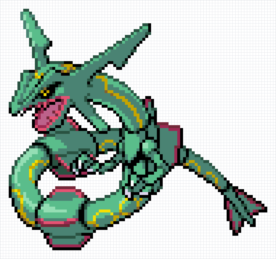 Rayquaza Pixel Art Grid