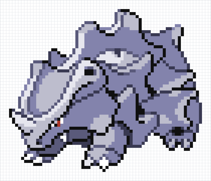 Rhyhorn Pixel Art Grid