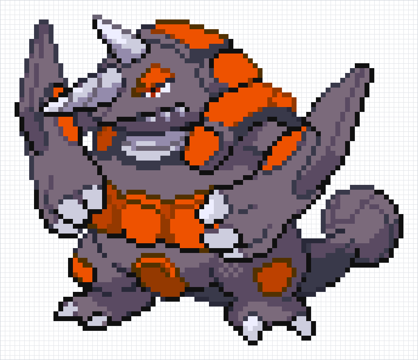 Rhyperior Pixel Art Grid