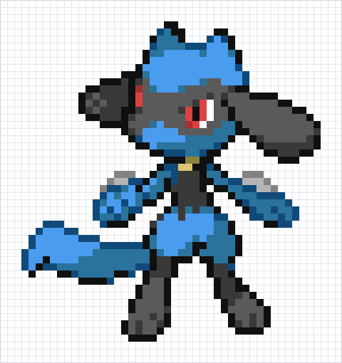 Riolu Pixel Art Grid