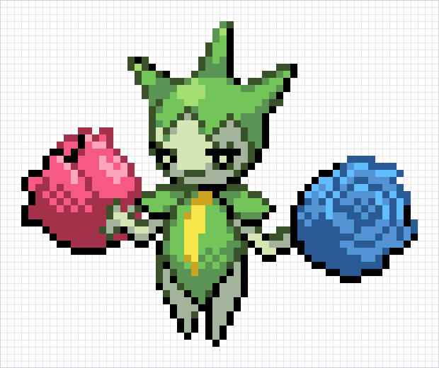 Roselia Pixel Art Grid