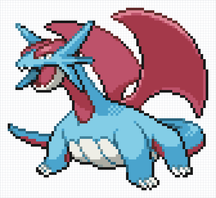 Salamence Pixel Art Grid