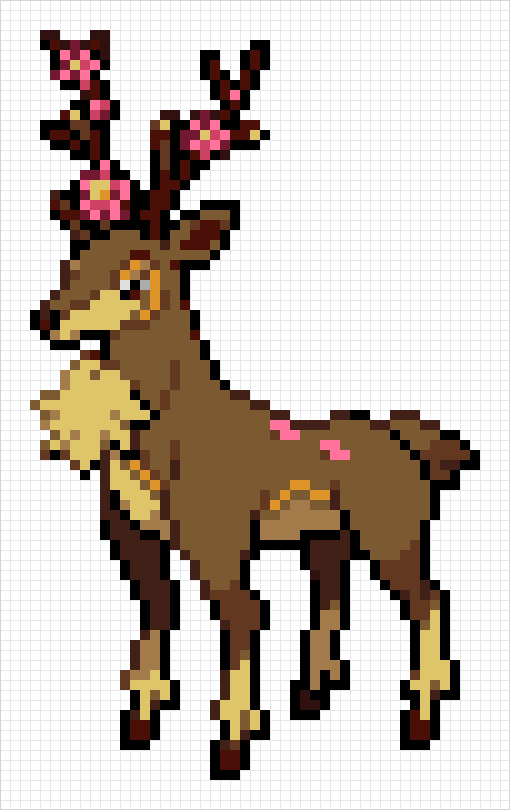 Sawsbuck Pixel Art Grid