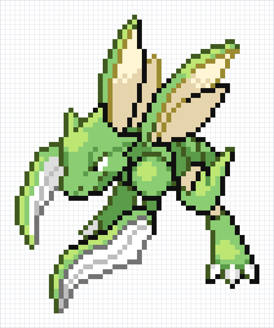 Scyther Pixel Art Grid