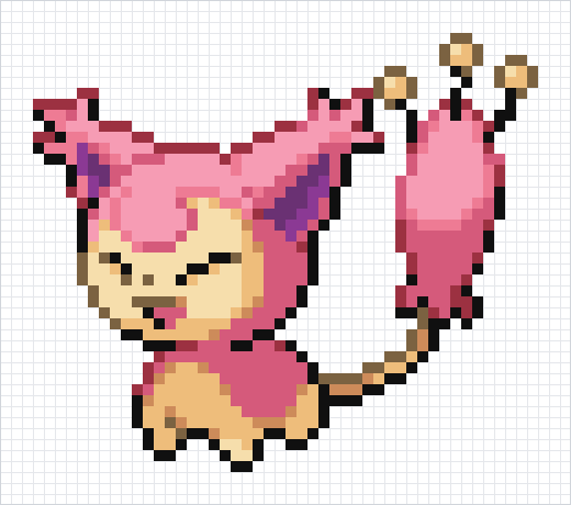 Skitty Pixel Art Grid