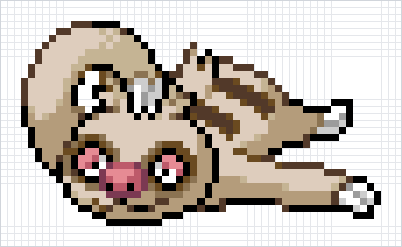 Slakoth Pixel Art Grid