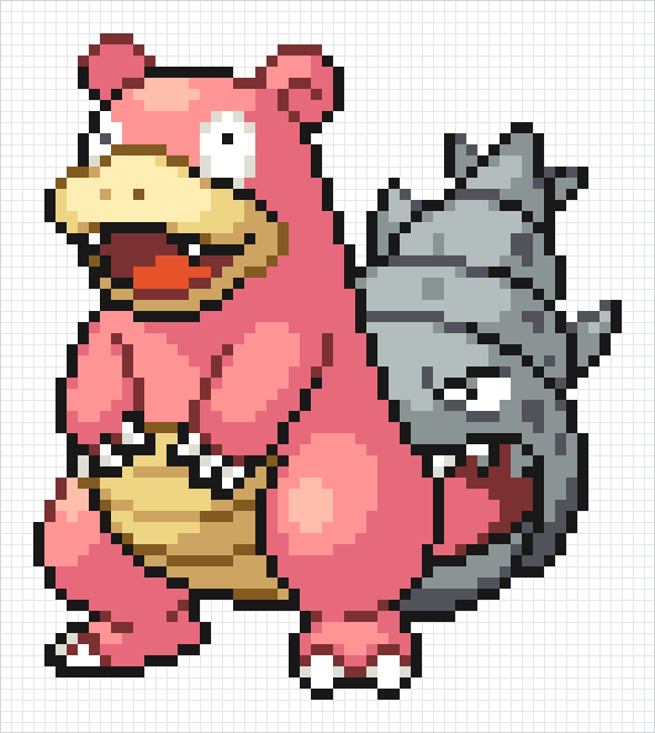 Slowbro Pixel Art Grid