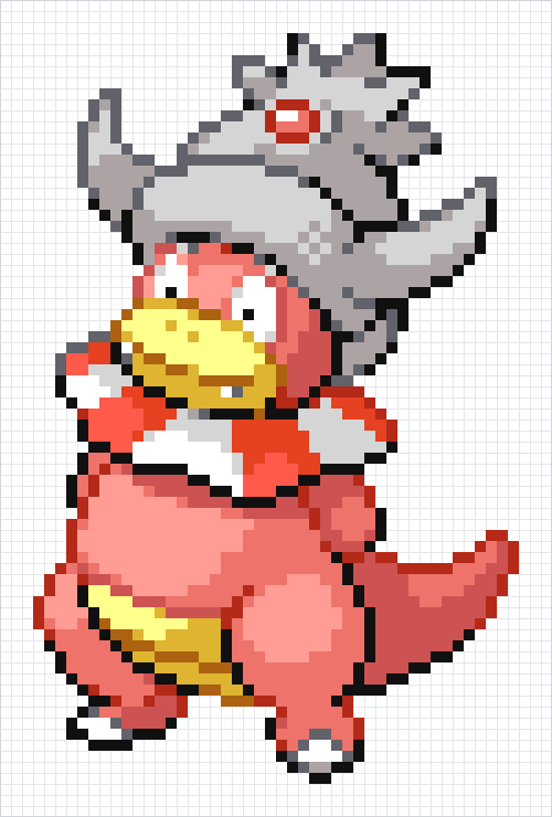 Slowking Pixel Art Grid