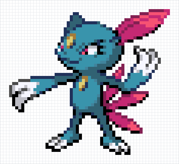 Sneasel Pixel Art Grid